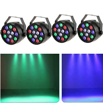 Afbeelding van 4 stuks podiumverlichting set 15 W LED RGB Flat PAR licht DMX 7 besturingskanalen discobal party partyverlichting schijnwerper