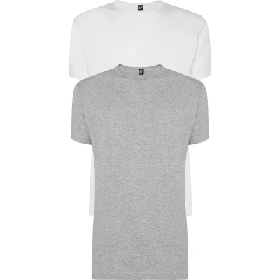 Afbeelding van Alan Red Derby O Hals 2 Pack T Shirts Wit Grijs maat S Basic Shirt met Regular fit Pasvorm Katoen Heren