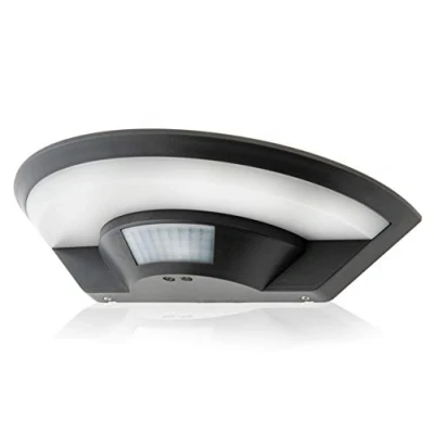 Afbeelding van HUBER LED Wandlamp met bewegingssensor 140 10W, 800lm I IP54 beschermd Buitenlicht binnen, disk, antraciet