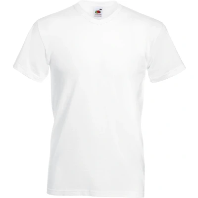 Afbeelding van Fruit Of The Loom Heren Valuegewicht V hals, T shirt met korte mouwen. (Wit)