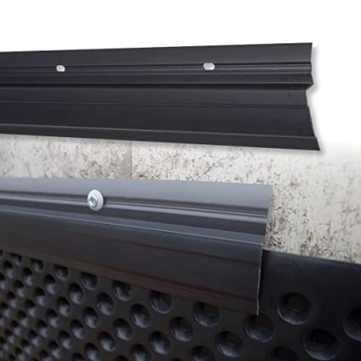 Afbeelding van LEMAL Noppenbaan eindprofiel PT6, pvc kunststof antraciet, bevestigingsstrip noppenfolie muurbescherming (2 meter/1 lijst) wandaansluitprofiel