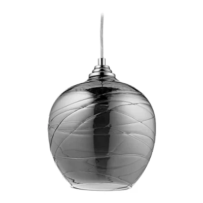 Afbeelding van Relaxdays hanglamp glas plafondlamp E27 fitting pendellamp modern rond zwart
