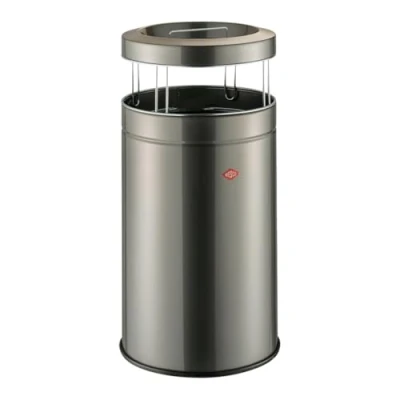 Afbeelding van WESCO Big Ash stabiele asbak met dak in de kleur grafiet, gepoedercoat plaatstaal, 120 liter volume, binnenbevestiging voor afvalzakken, uitneembare zeef