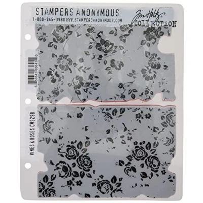 Afbeelding van Art Gone Wild Tim Holtz Vines and Roses Cling Rubber Stempelset, synthetisch materiaal, meerkleurig, 24,5 x 18 0,6 cm