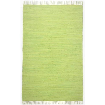 Afbeelding van Dhurry lapjes plat geweven tapijt van 100% katoen; handgeweven, wasbaar, aan beide zijden bruikbaar, 120 x 180 cm, groen, Happy Cotton