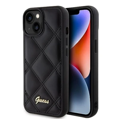 Afbeelding van Guess Quilted Metal Logo Back Case Geschikt voor Apple iPhone 15 (6.1&quot;) Zwart