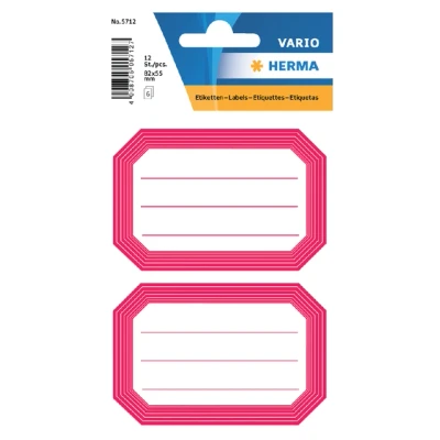 Afbeelding van 10x Herma Boeketiketten wit met rode rand gelineerd 82x55 mm