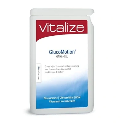 Afbeelding van Vitalize GlucoMotion Origineel glucosamine 120 tabletten Meest complete supplement binnen de GlucoMotion® reeks Bevat glucosamine, chondroïtine, MSM, mangaan, vitamine C en D