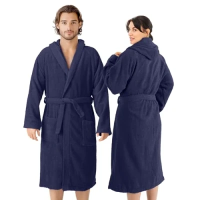 Afbeelding van HOMELEVEL Badstof Badjas 100% Katoen Dames Heren Donkerblauw Maat 4XL
