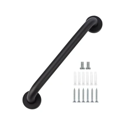 Afbeelding van YF Douchegrail, 40 cm roestvrij staal badkamer grijper bar, zwarte anti slip douche bar bad handvat handrail ondersteuning toilet hulp balans