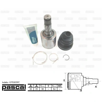 Afbeelding van Homokineet reparatie set, aandrijfas PASCAL G70305PC