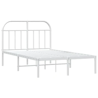 Afbeelding van Bedframe met hoofdbord metaal wit 120x200 cm