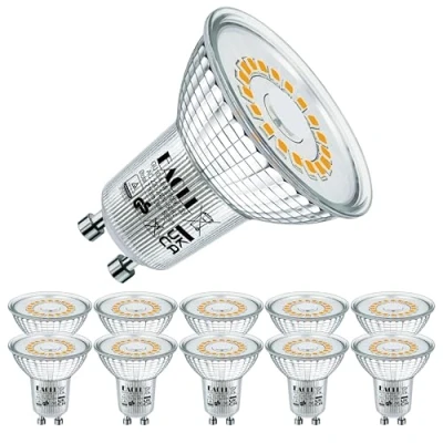 Afbeelding van EACLL GU10 LED Lamp Warm Wit, 5W Gelijk aan 55W Halogeenlampen, 10 pack, 2700K 425lm AC 230V Geen Flikkering Energiezuinige Verlichting, Stralingshoek 120 Spots, Niet Dimbaar Reflectorlamp