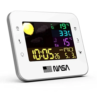 Afbeelding van NASA weerstation 7 in 1 kleur Wit 6&quot; LCD scherm Voor binnen en buiten