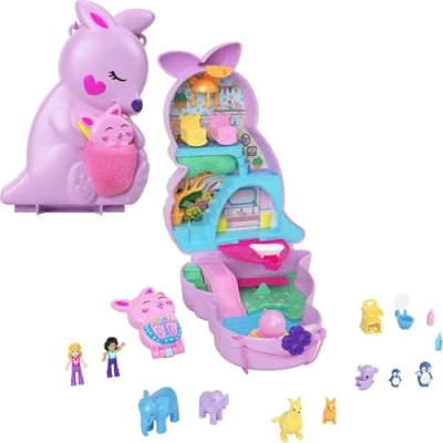 Afbeelding van Mattel Polly Pocket Mama en Joey Kangoeroe Tas Speelset