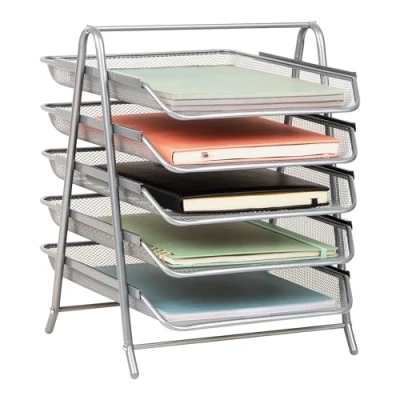 Afbeelding van Mind Reader Werkruimte, kantoor, metalen gaas, 11,7&quot; L x 14&quot; B 14,5&quot; H, Athene zilver, 13,8&quot; 11,5&quot;
