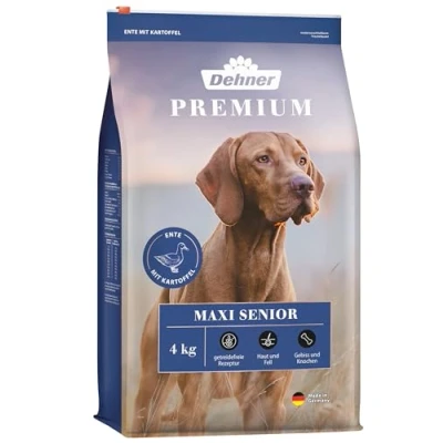 Afbeelding van Dehner Premium hondenvoer Maxi Senior, droogvoer zonder granen, voor oudere honden van grote rassen, eenden/lam/aardappelen, 4 kg