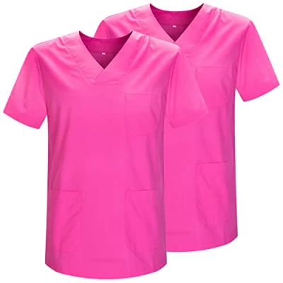 Afbeelding van MISEMIYA Verpakking van 2 stuks, uniseks, gezondheiduniform, medisch uniform, ref. 817 x 2, fuchsia 21, 3XL