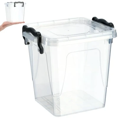 Afbeelding van KADAX Opbergdoos met deksel, robuuste plastic container van kunststof, lunchbox, transparante vershouddoos, lunchbox kliksluiting (1,8 liter)
