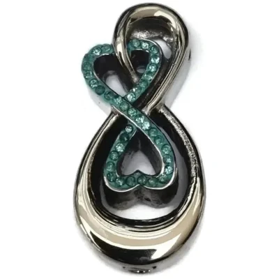 Afbeelding van Aramat Jewels Gedenkhangers Rvs infinity Ashanger met Oneindig Teken Blauw zirkonia 4.7x2.8cm