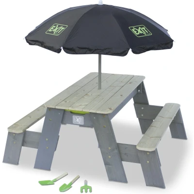 Afbeelding van EXIT Aksent zand , water en picknicktafel (2 bankjes) met parasol tuingereedschap