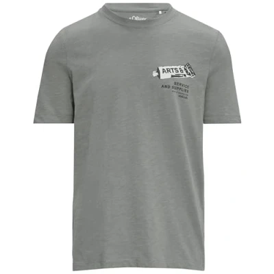 Afbeelding van s.Oliver Crewneck Tshirt print, Heren, Maat: Small, Schiefergrau