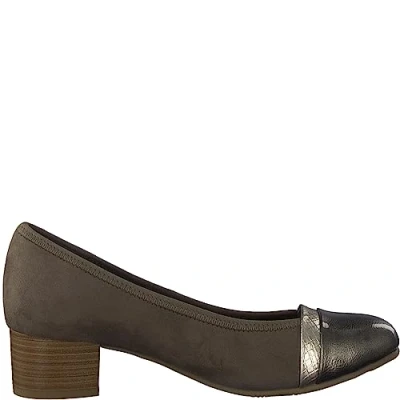 Afbeelding van Jana Dames Softline 8 22366 41 comfortabele extra brede schoen lakkap alledaagse schoenen business feestelijke pumps, Taupe Kam, 39 EU Breed