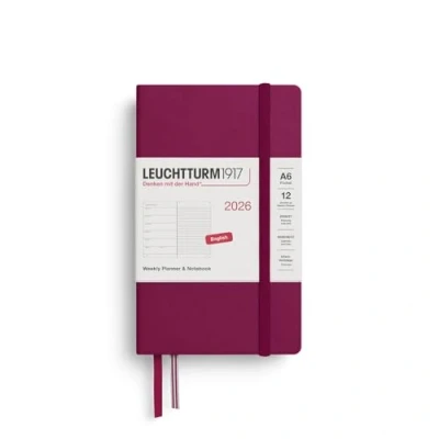 Afbeelding van Leuchtturm zakagenda 2026 15 x 9.5 cm 7d1p + notitie port red