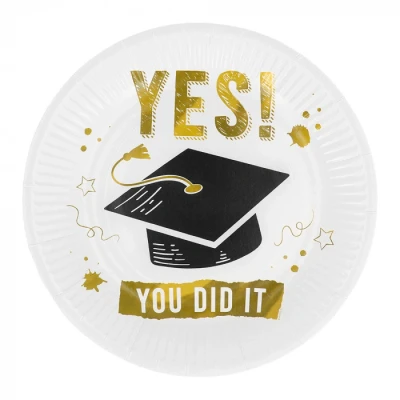Afbeelding van Boland 8 Papieren bordjes &#039;YES YOU DID IT&#039; Geen thema Geslaagd Feestversiering