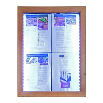 Afbeelding van Menukast 4x A4 met witte LED verlichting Teak