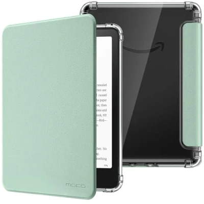 Afbeelding van MoKo Case for All new 7&quot;Kindle Paperwhite 12th Generation 2024&amp;Kindle Colorsoft Signature Edition 2024,Ultra Clear Soft Flexible Transparent TPU Back Cover Light Shell with Auto Wake/Sleep,Agave Green