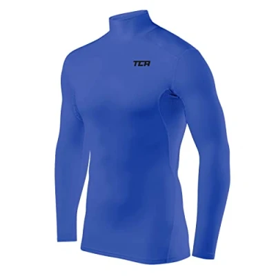 Afbeelding van TCA Mannen HyperFusion Compressie Basislaag Top Lange Mouw Ondershirt Mock Hals Helderblauw, M