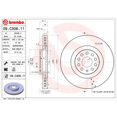 Afbeelding van Brembo Remschijf 09.C306.11