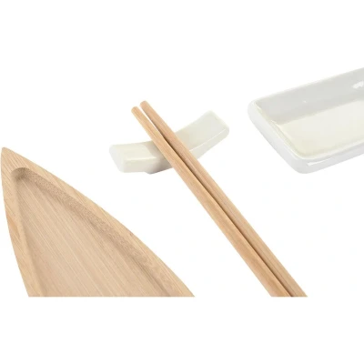 Afbeelding van Sushi set DKD Home Decor 8 x 5 2 cm Keramisch Natuurlijk Wit Orientaals