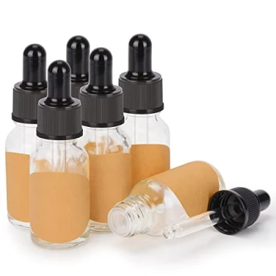 Afbeelding van stonylab 6 Pack Glazen Druppelflesje, Lege Fles met Druppelaar, Binnenste Plug en Label voor Etherische Oliën Aromatherapie Geuren (15 ml, Transparant)