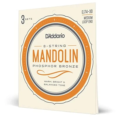 Afbeelding van D&quot;;Addario EJ74 3D Phosphor Bronze Medium 11 40 snaren voor mandoline (3 sets)
