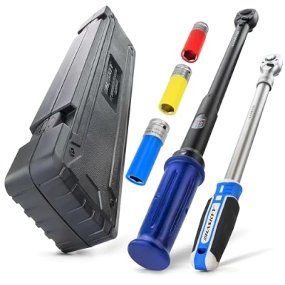 Afbeelding van HASKYY Momentsleutel 1/2&quot; 40 210Nm met telescopische ratelsleutel 460 610mm 72 tanden incl. slaplezier set SW 17, 19, 21 auto industrie motorfiets