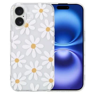 Afbeelding van Apple iPhone 16 Hoesje Siliconen en TPU (zacht) imoshion Backcover/Softcase Daisy Flower Telefoonhoesje