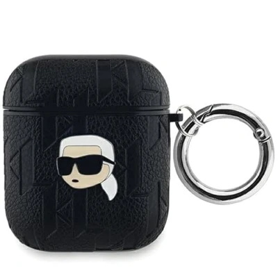 Afbeelding van Karl Lagerfeld Monogram Head case voor AirPods 1/2 zwart