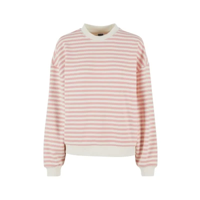 Afbeelding van Urban Classics Striped Crewneck Sweater, Dames, Maat: 3XL, Lemonadepink whitesand