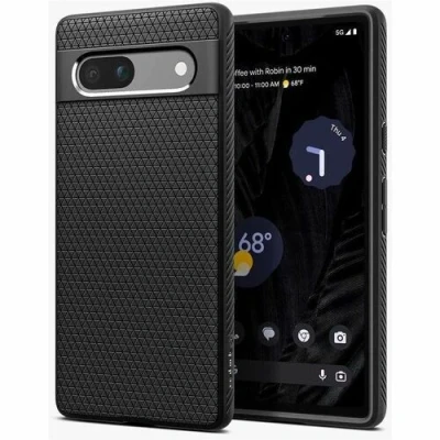 Afbeelding van Google Pixel 7a Hoesje Siliconen en TPU (zacht) Spigen Softcase/Backcover Zwart Telefoonhoesje Shockproof/Valbescherming