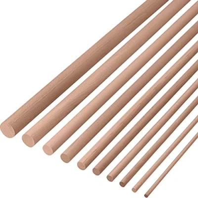 Afbeelding van Gedotec ronde beukenstaaf 25 mm, 5 stuks, gladde knutselstokken van beukenhout, 1000 mm lange staven, stabiele en hoogwaardige houten stokken Made in Germany, rond hout voor knutselen tuin