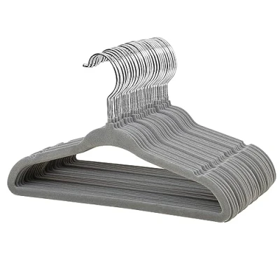 Afbeelding van ManGotree Kleerhangers voor baby&#039;s van fluweel, peuter en kinderhanger met draaibare haak, gekerfd schouderdesign kinderen kinderkleding (30 stuks, grijs)