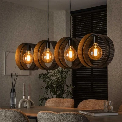 Afbeelding van Hoyz Collection Hanglamp 4L Ring Geperforeerd Charcoal
