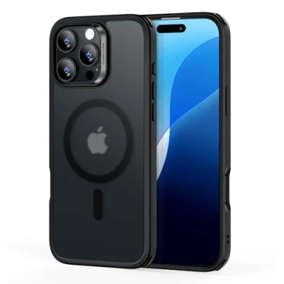 Afbeelding van ESR Beschermhoesje voor iPhone 2024 Pro Max, magnetisch, compatibel met MagSafe, HaloLock beschermhoes, militaire bescherming, vergeelt niet, krasbestendige achterkant, matzwart