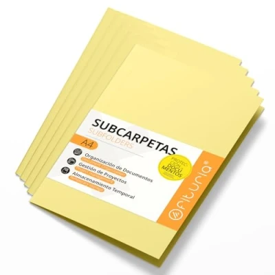 Afbeelding van Documentenmap van karton, A4, map papier, 180 g, voor documenten, verpakking met 50 gekleurde mappen kantoor, het archiveren en sorteren geel