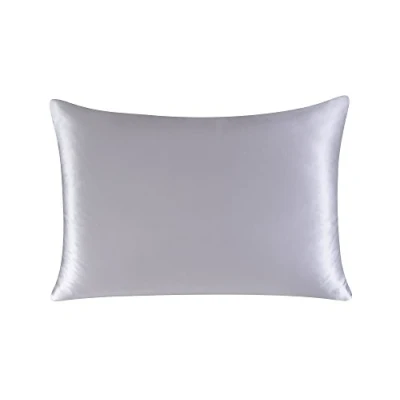 Afbeelding van townssilk Hoofdkussensloop 100% pure moerbeizijde, 19 momme, dubbelzijdig, ter bescherming van haar en huid, verborgen ritssluiting, draaddichtheid 600, 50 x 60 cm, zilver