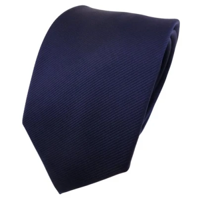 Afbeelding van TigerTie Designer stropdas in effen kleur ribstructuur Binder Tie, blauw, donkerblauw, marineblauw, Krawattengröße: ca. Länge 150 cm, Breite 8 cm