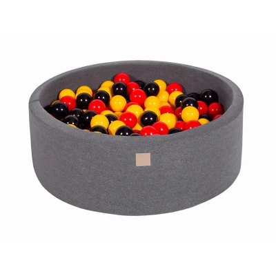 Afbeelding van Ronde Ballenbak set incl 200 ballen 90x30cm Donker Grijs Ballenbakje.nl Rood Geel Parel Wit Blauw