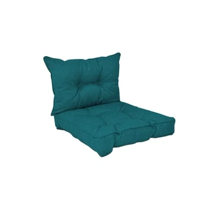 Afbeelding van POKAR Zitkussen Rugkussen Lounge Kussen Tuin voor Tuinmeubelen Loungemeubels Set van 2 (1x 60x60x10 cm + 1x 60x40x10 cm), Donkergroen